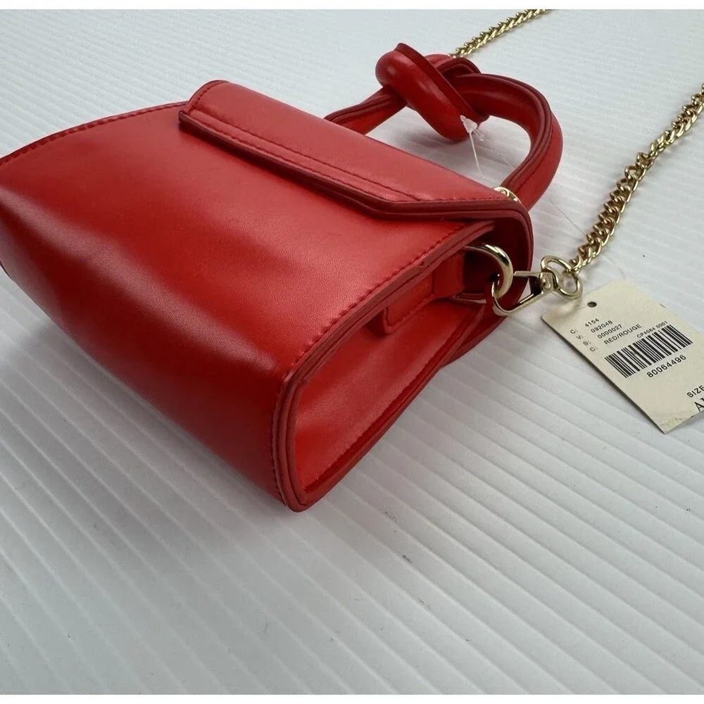 Anthropologie Mini Handbag Red Knot Handle Gold Chain Crossbody Purse NWT